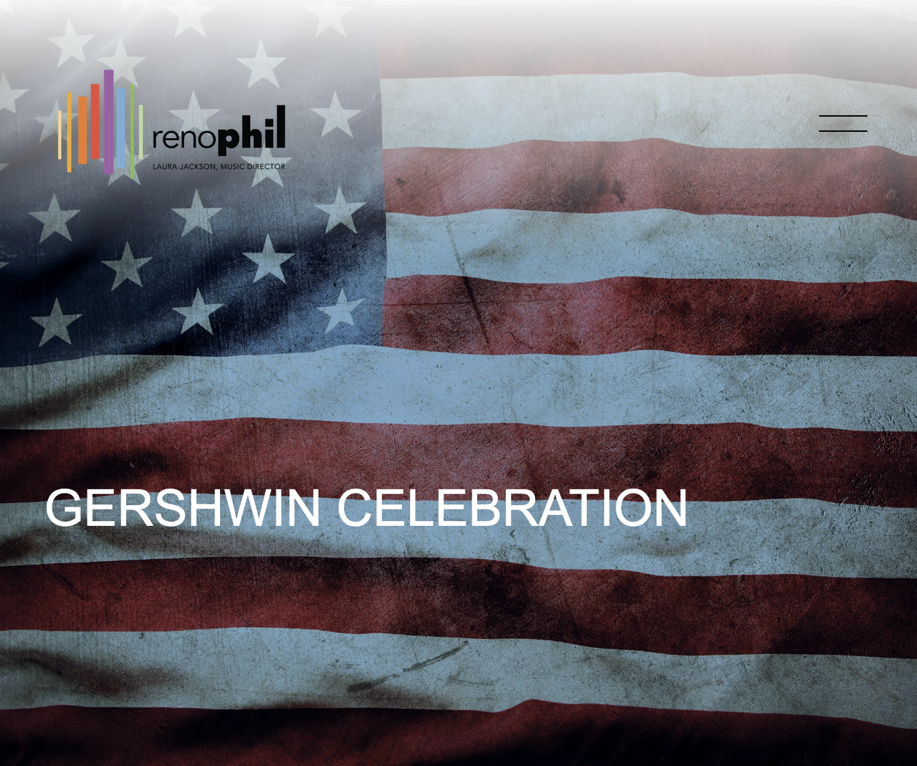 US Flag with text "Gershwin Celebration"